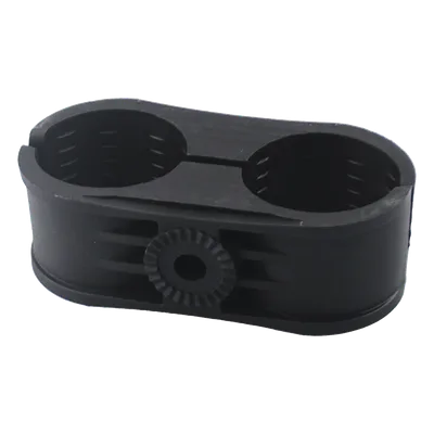 Sujetador Plástico para Cable Coaxial / 2 Cables / 2-1/4" / Ajuste 2.48 a 2.56 in (63 a 65 mm) / Montaje Varilla 3/8" o M10