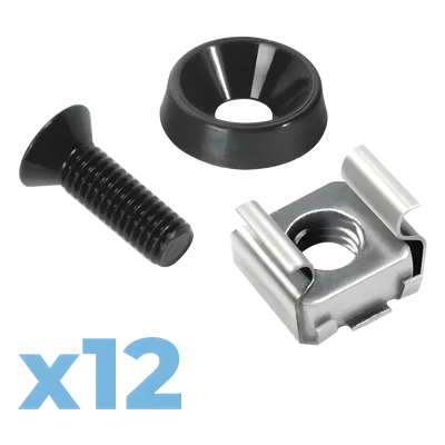 Juego de Tornillos para Rack / 12 Unidades / M5 / Acero Inoxidable / Tuercas Enjauladas