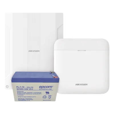 Kit de Alarma Inalámbrico / 48 Zonas Inalámbricas / Expansión 16 Zonas Cableadas / 433 MHz AES-128 / Batería de Respaldo 7 Ah
