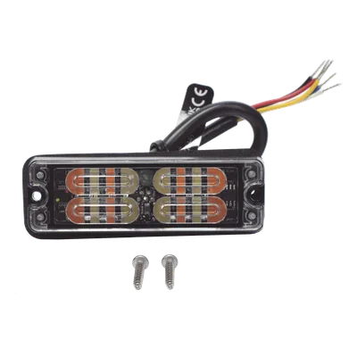 Luz de Advertencia LED de Montaje en Superficie / 16 LED / Ámbar/Blanco / 36 Patrones Programables / IP67 / 0.5 Pulgadas de Profundidad