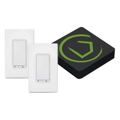 Kit Controlador Inteligente / Z-Wave 26-30 ft / Zigbee / Shelly / Lutron / 2 Apagadores On/Off / 3.3x3.3x0.5 in