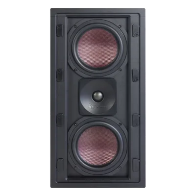 Bocina de pared / 2 woofers de fibra de carbono 6.5'' (16.5 cm) / Tweeter de titanio 1'' (2.5 cm) / 200W / Chasis de aluminio extruido / Parrilla invisible