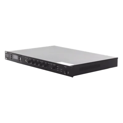 Amplificador de Audio / 1 Canal / 350 W RMS / Sistema 100V y Baja Impedancia 4-16Ω / 4 Entradas Micrófono Balanceadas / Bluetooth / USB / SD / FM / Montaje Rack