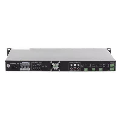 Amplificador de Audio / 1 Canal / 350 W RMS / Sistema 100V y Baja Impedancia 4-16Ω / 4 Entradas Micrófono Balanceadas / Bluetooth / USB / SD / FM / Montaje Rack
