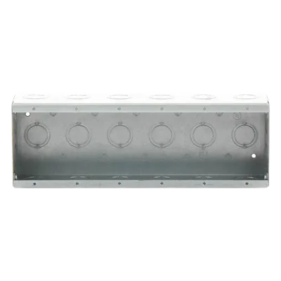 Caja Multigang de Acero / 6 Posiciones / Profundidad 2.5 in / 28 Entradas 1/2"-3/4" / Capacidad 95.3 cu. in / UL Listed