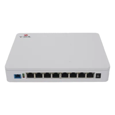 ONU Dual EPON/GPON / 8 Puertos PoE 802.3at Gigabit / Wi-Fi Doble banda 2.4 y 5 GHz / 1 Puerto SC/UPC / 130W / 0.64 x 0.52 x 0.10 ft
