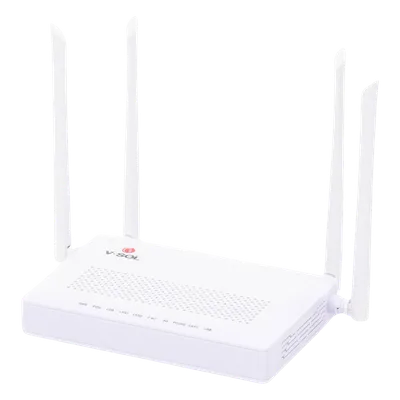 ONU Dual GPON/EPON / Wi-Fi AC Doble Banda / 4 Antenas 5 dBi / 2x LAN Gigabit / 1x FXS / 1x CATV / 12V 1A / 0 a 55°C
