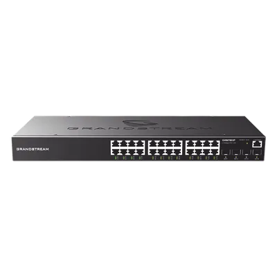 Switch PoE+ Administrable / 24 Puertos Gigabit / 4 SFP Uplink / 360W PoE Total / 56 Gbps Switching / Cloud Gratuito / Rack 19"