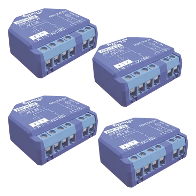 Kit de relevadores inalámbricos inteligentes / 16A / 110-230V AC / 12-48V DC / WiFi 2.4GHz + Bluetooth / 4 piezas / 1.34x1.42x0.63 pulgadas