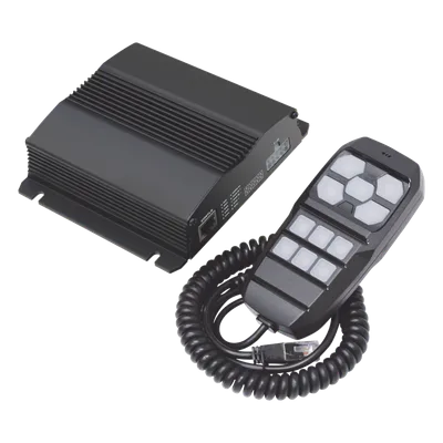 Sirena Vehicular / 100W / Multivoltaje 12~24 VCD / 22 Ciclos de Tono / 4 Salidas Auxiliares / Megafonía y Radio Integradas