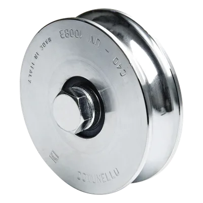 Rueda para Puerta Corrediza / 12 cm / Carga 450 kg / Acero Galvanizado / Fijación con Tornillo y Tuerca