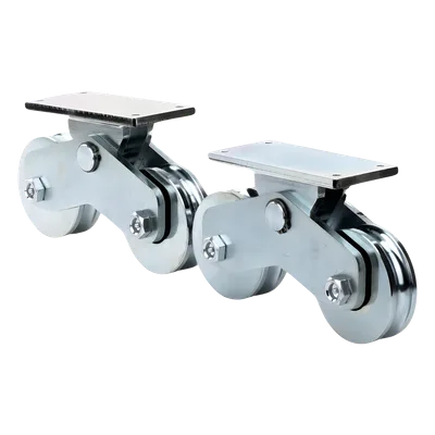 Rueda Doble para Puerta Corrediza / 12 cm / Carga 1200 kg / Canal U Semiredondo / Acero Galvanizado
