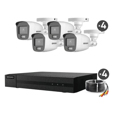 Kit de Videovigilancia TurboHD / DVR 4 Canales / 4 Cámaras Bala 2 MP / ColorVu 20 m (65.6 ft) / Audio por Coaxitron / 5 Tecnologías / HDMI+VGA Simultáneo