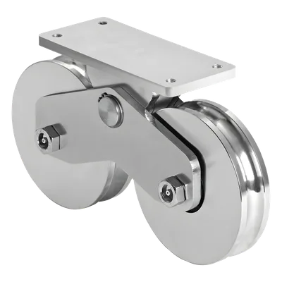 Rueda Doble para Puerta Corrediza / 16 cm (6.3 in) / Capacidad 1920 kg / Canal Tipo U / Acero Galvanizado / Ajustable 50/100 cm