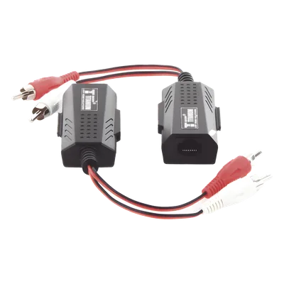 Balun Extensor de Audio / 800 m (2625 pies) / RCA a RJ45 / CAT5-6 / Protección TVS Grado 3 / 60 dB Rechazo Diafonía
