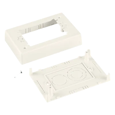 Caja de Pared Superficial Sencilla / 5.19 x 3.45 x 1.75 in / PVC Autoextinguible / Salidas 1/2, 3/4, 1 in / Blanco