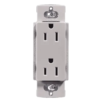 Contacto Dúplex de Pared / 15 A / 125 V / Placa Frontal Gris / Instalación Sin Tornillos Visibles / Compatible Multi-Gang