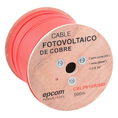 Cable Fotovoltaico / Conductor Cobre 6 mm² (10 AWG) / 2000 Vcc / Rango -40°C a 120°C / Resistencia UV y Ozono / Carrete 500 m (1640.4 ft)