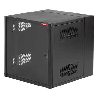 Gabinete de Pared para Rack / 12 UR / 19 Pulgadas / Puerta con Vidrio Templado / 600 mm (23.6 in) Ancho / Ventilación Cruzada / Negro