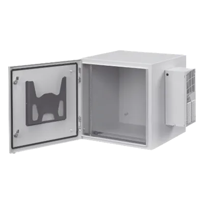 Gabinete Industrial de Pared / 12 UR / Acero Calibre 14 / NEMA 4/12 / IP66 / Aire Acondicionado 800 BTU / Puerta Sólida / 24 x 24 x 24 pulgadas