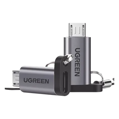 Adaptador USB-C a Micro USB / Carga Rápida FCP/QC2.0 / Transferencia 480 Mbps / Cable Integrado / Conector Aluminio