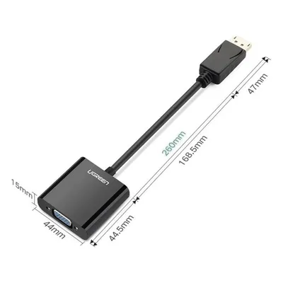 Adaptador DisplayPort a VGA / 1920x1200@60Hz / Chipset ANX9833 / Plug & Play / ABS Negro