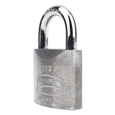 Candado Metálico de Gancho Corto / Acero Cementado Niquelado / Llave PH-32 / 4 Pernos de Combinación / Anti-Palanca / Barreno para Agua
