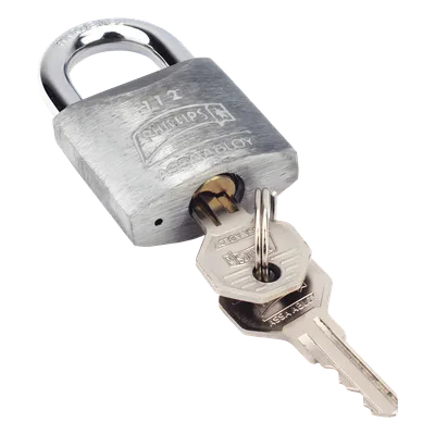 Candado Metálico de Gancho Corto / Acero Cementado Niquelado / Llave PH-32 / 4 Pernos de Combinación / Anti-Palanca / Barreno para Agua
