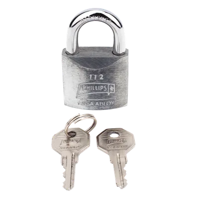 Candado Metálico de Gancho Corto / Acero Cementado Niquelado / Llave PH-32 / 4 Pernos de Combinación / Anti-Palanca / Barreno para Agua