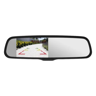 Espejo Retrovisor con Pantalla LCD / Atenuación Automática / Entradas de Video Duales / Líneas de Estacionamiento