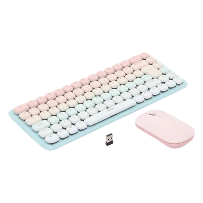 Paquete de Teclado y Mouse | 85 teclas en Español | Bluetooth y 2.4GHz | Mouse Ambidiestro | Sensor de DPI ajustable | Efectos de Iluminación del Teclado | Amplia compatibilidad | Color Rosa.