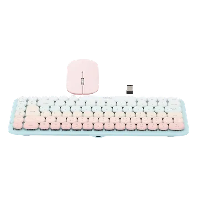 Paquete de Teclado y Mouse | 85 teclas en Español | Bluetooth y 2.4GHz | Mouse Ambidiestro | Sensor de DPI ajustable | Efectos de Iluminación del Teclado | Amplia compatibilidad | Color Rosa.