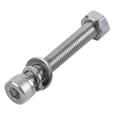 Tornillo Allen Milimétrico de Acero Inoxidable  M8-1.25 x 25 / Incluye Tuerca, Arandela Plana y Arandela Presión / Bolsa con 6 piezas / Para Montajes de Módulos Solares.
