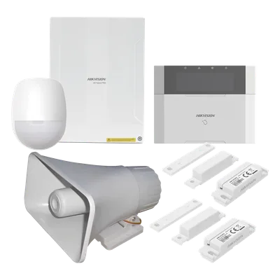 Kit Panel de Alarma Híbrido / 64 Zonas Cableadas e Inalámbricas / Teclado LCD con Lector de Tags / Sirena 120 dB IP65 / PIR 18 m Inmunidad Mascotas 10 kg