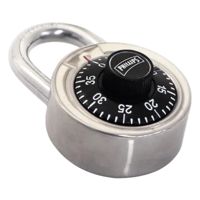 Candado de Combinación / 50 mm (1.97') / 3 Discos / Dial 40 Divisiones / Acero Inoxidable / Sin Llave