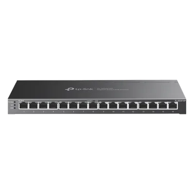 Switch Administrable / 16 Puertos Gigabit / 8 Puertos PoE 802.3af/at / 120W / Sin Ventilador / 32 Gbps / Omada SDN