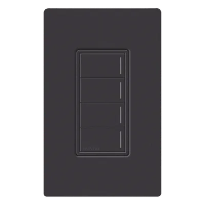 Botonera de Pared para Sistema de Automatización / 4 Botones de Escena / Retroiluminada / Alimentación 120-277 V / RF Clear Connect Type X / 75 ft (22.9 m) / Acabado Midnight