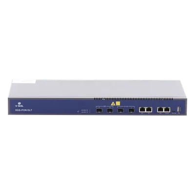 OLT / 2 Puertos XGSPON/GPON / 4 Puertos Uplink RJ45+SFP/SFP+ / 512 ONUs / 20 km / 19" Rack / 1.45 × 0.66 × 0.14 pies