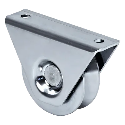 Rueda para Puerta Corrediza / 8 cm (3.15 in) / Carga 200 kg (440 lb) / Montaje en Superficie / Canal Tipo V / Acero Galvanizado