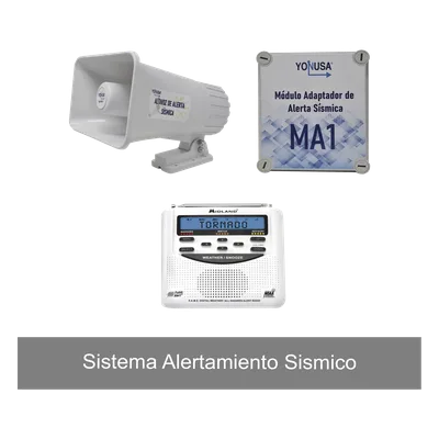 Kit de Alertamiento Sísmico / Radio Meteorológico 7 Canales / Audio 30W / 120 dB / 13.5VDC 2A / 20x13.5x23 cm