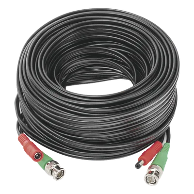 Cable Coaxial BNC RG59 + Alimentación / SIAMES / 20 Metros (65.62 Pies) / CCA / 4K / Interior y Exterior