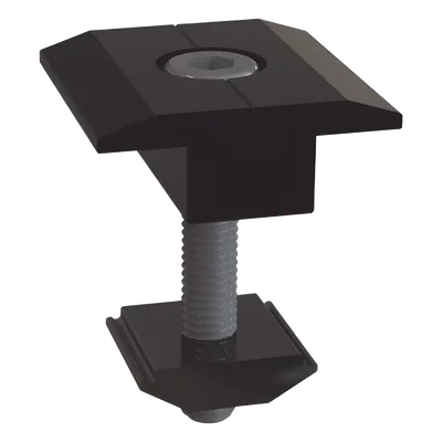 Sujetador Intermedio 30 mm para montaje de paneles solares en riel 5 Y 8 con anodizado negro
