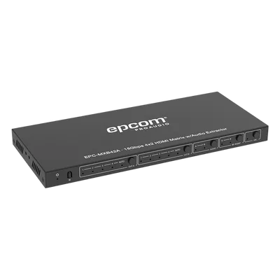Matriz HDMI / 4 Entradas x 2 Salidas / 4K2K@60Hz / HDR / YCbCr 4:4:4 / HDCP 2.2 / 18 Gbps / Extractor de Audio / Downscaling 4K a 1080p