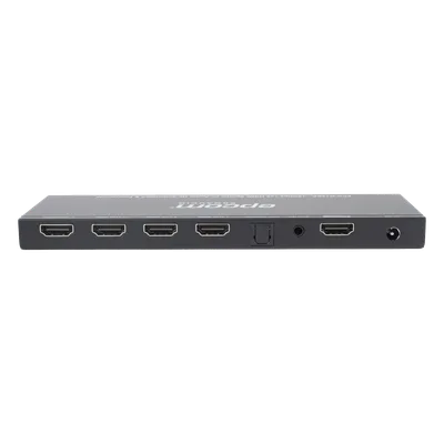 Splitter HDMI / 1x4 Salidas Simultáneas / 4K@60Hz 4:4:4 / HDMI 2.0b / Extractor de Audio Óptico y Analógico / Down Scaler 4K a 1080p / HDCP 2.2 / 18 Gbps