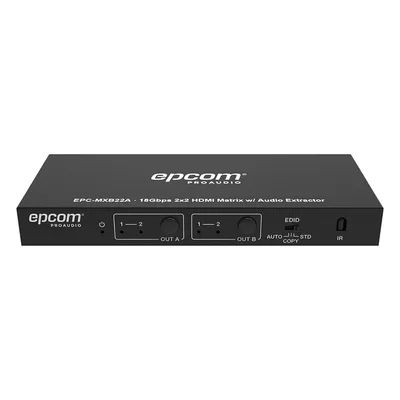 Matriz HDMI / 2x2 / 4K2K@60Hz / HDR / YCbCr 4:4:4 / 18 Gbps / Extractor de Audio / HDCP 2.2