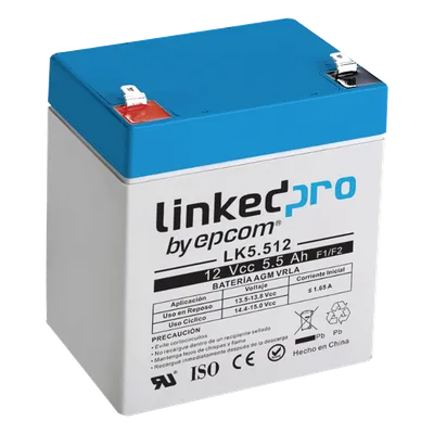 Batería de Respaldo AGM / 12 V / 5.5 Ah / Vida Útil 5 Años / Terminales F1 + Adaptador F2 / UL Certificada