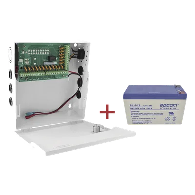 Fuente de Alimentación / 18 Salidas / 20 A / Voltaje Ajustable 11-15 VCC / Batería de Respaldo 12 VCC 7 Ah / Entrada Universal 96-264 VCA