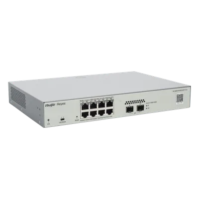 Switch Administrable PoE+ / 8 Puertos Gigabit / 2 SFP 1Gb / Capacidad 20 Gbps / Sin Ventilador / 125W PoE