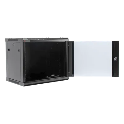 Gabinete de Pared / 9UR / 19in / Cristal Templado / 450mm Profundidad / 60kg Carga / 1.65 x 1.97 x 1.48 pies