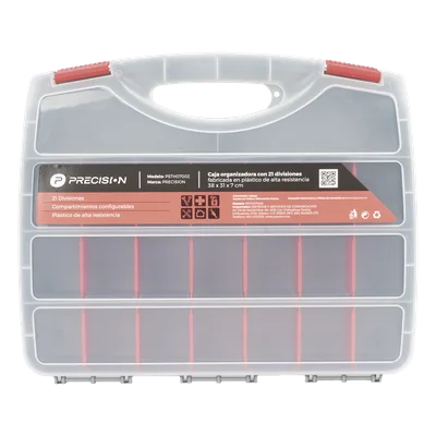Caja Organizadora / 21 Divisiones Configurables / 38 x 31 x 7 cm (14.96 x 12.2 x 2.76 in) / Plástico de Alta Resistencia